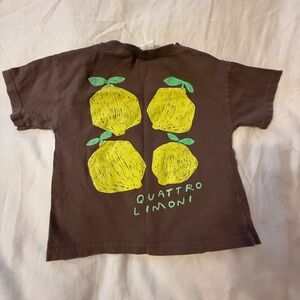 Zara Brown Lemon Print Short Sleeve Tee